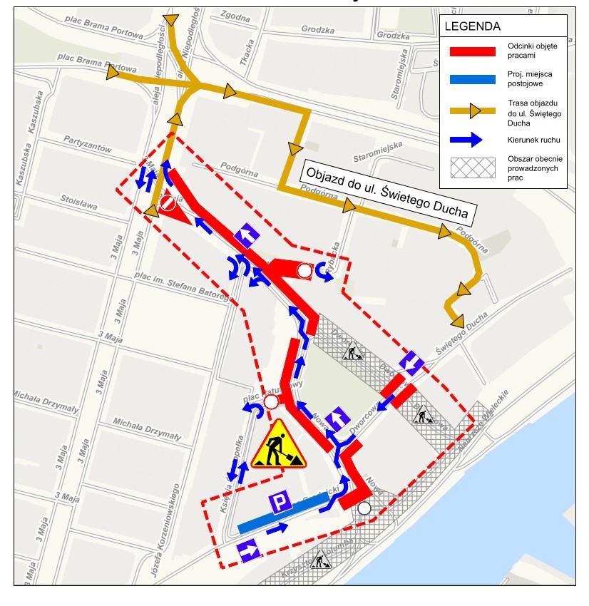 Mapa zmian ulica Dworcowa